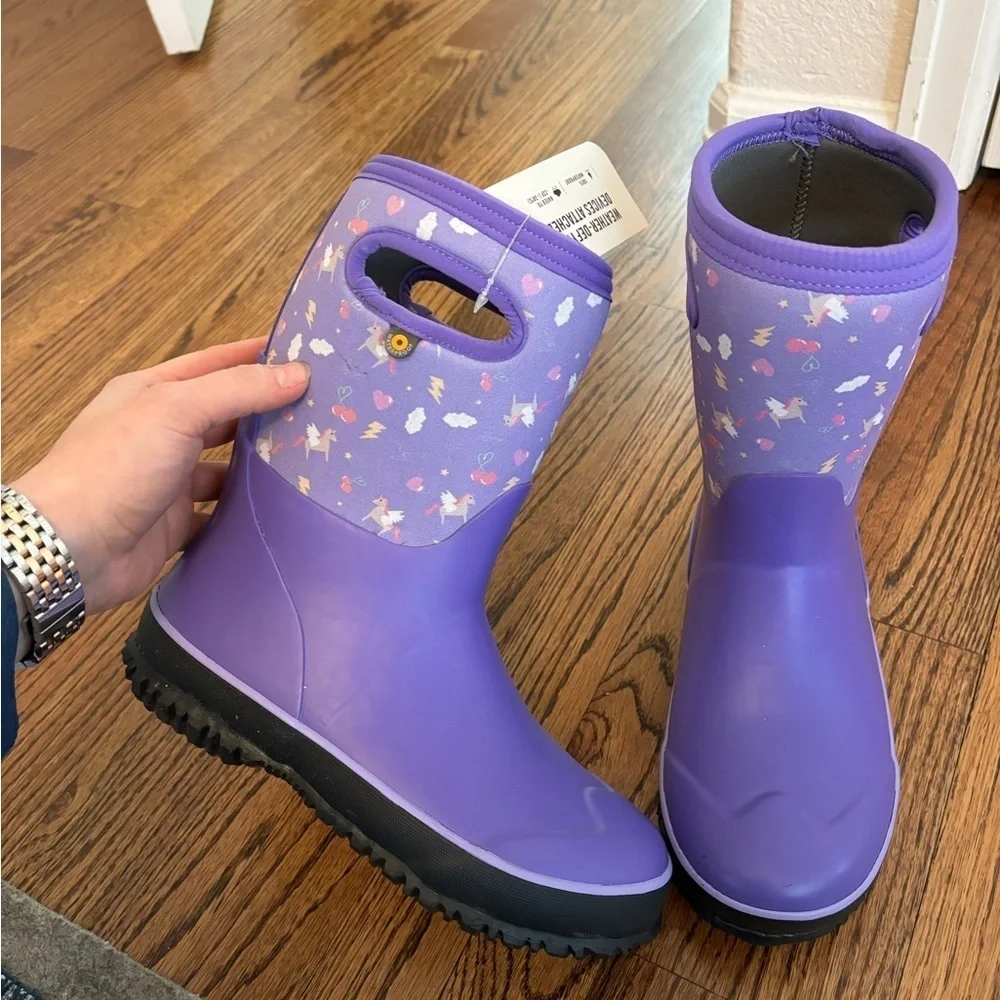 NEW‎ Bogs | Kids Grasp Pegasus Purple Boots -22’F Waterproof Sz 6 Youth